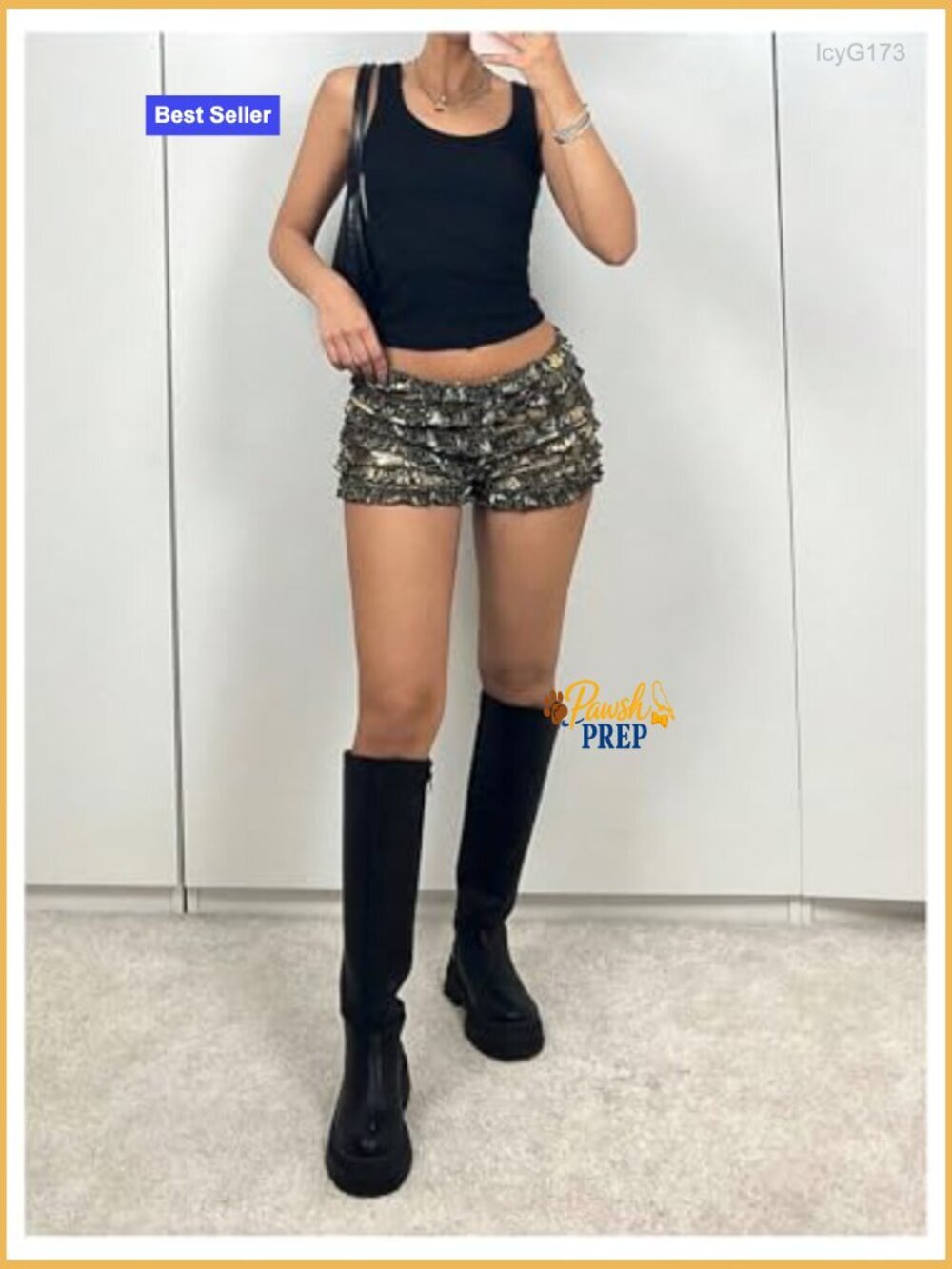 Camo Booty Shorts Low Rise Layered Ruffle Mini Y2k Rave - Picture 3 of 7